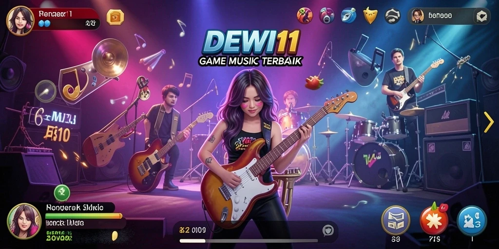 Tangkapan layar DEWI11 menunjukkan gameplay musik yang menarik dan mendebarkan.