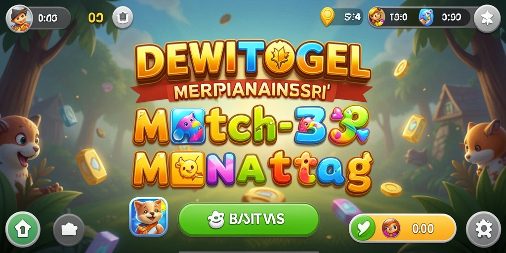 Screenshot utama DEWITOGEL menampilkan momen seru gameplay Match-3.