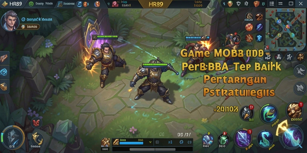 Tampilan permainan HR89 yang seru dalam pertempuran MOBA.