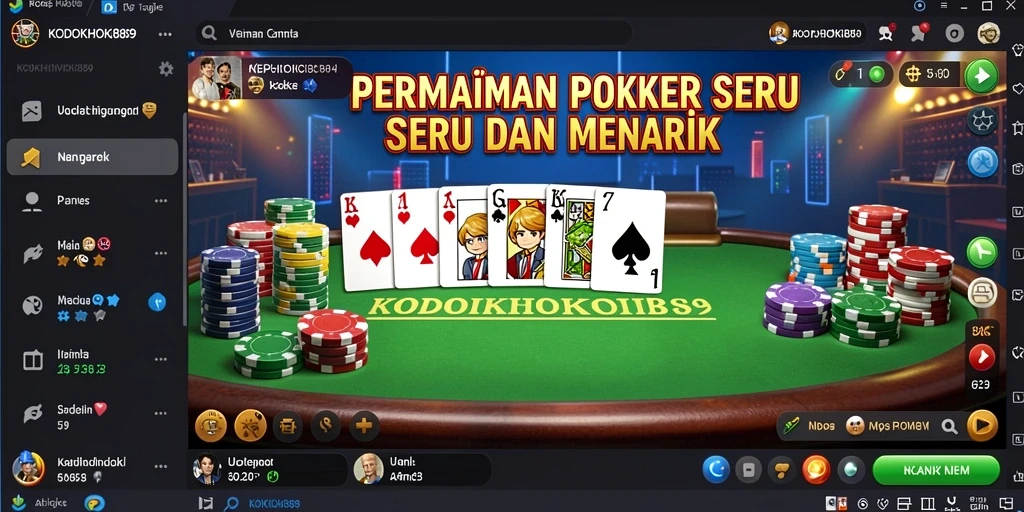 Screenshot gameplay seru dalam KODOKHOKI889 yang menampilkan aksi poker.