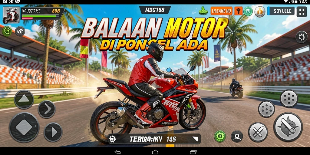 Tampilan gameplay MDG188 yang mendebarkan saat balapan motor.