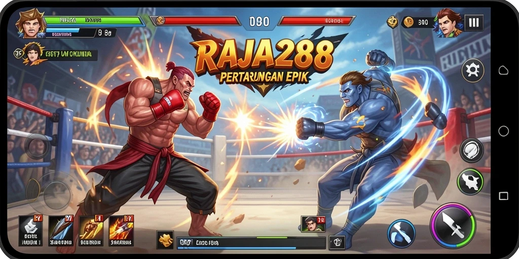 Screenshot RAJA288 menampilkan gameplay pertarungan yang intens dan mendebarkan.