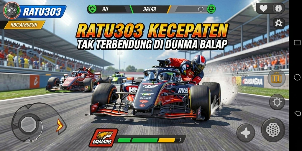 Tampilan gameplay menegangkan dari RATU303 dengan lintasan yang beragam.